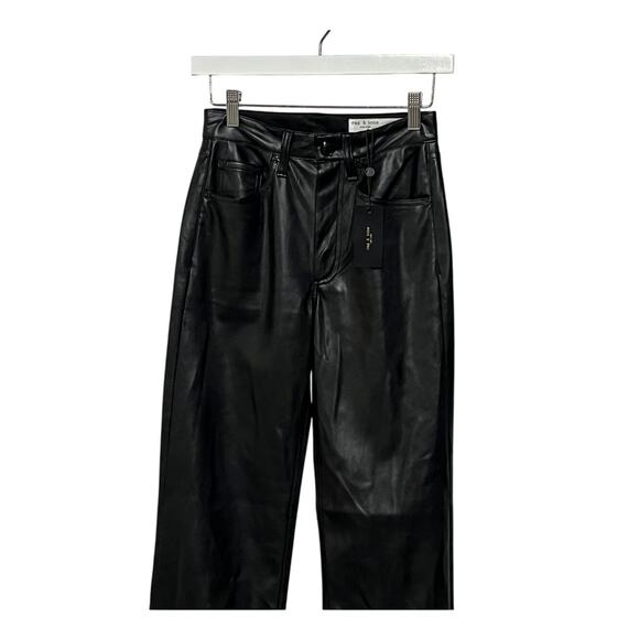 RAG & BONE WOMENS 23 HARLOW FULL LENGTH FAUX LEATHER STRAIGHT PANT BLACK NEW - Picture 8 of 15